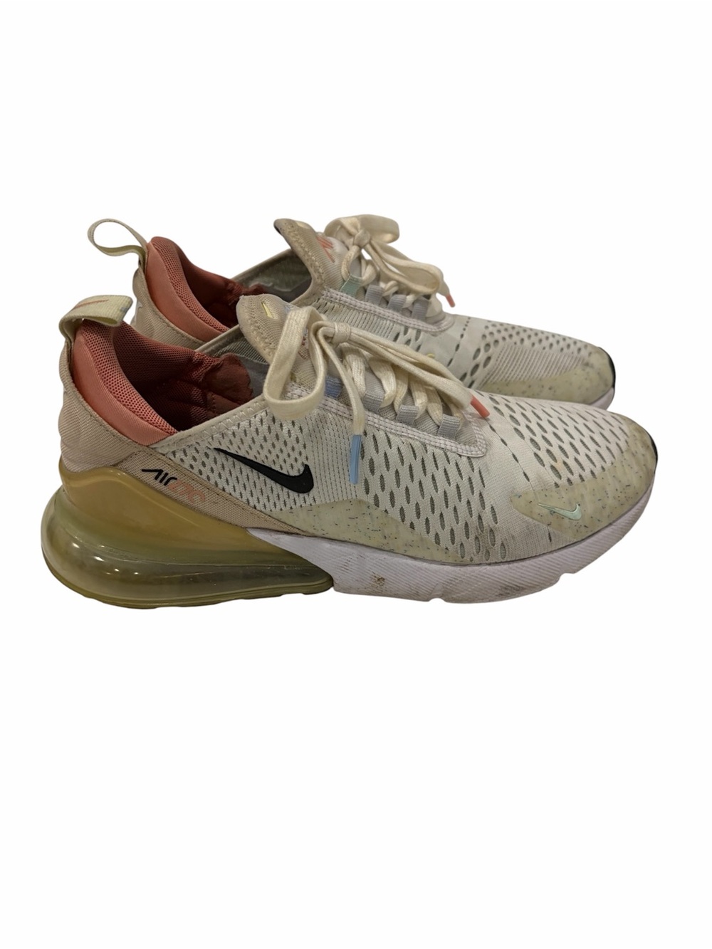 Nike Women's Sneakers in Cream with Peach and Black Accents